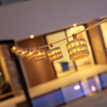Licht-Trend Alba Boho LED Jute Solar-Lichterkette 8m Laternenform