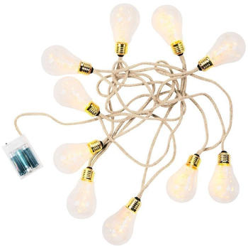 Butlers BULB LIGHTS LED-Lichterkette 10 Lichter mit Naturseil & USB-Batteriefach