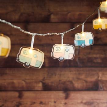 Lights4fun 12er Retro Campingwagen Lichterkette Batterie