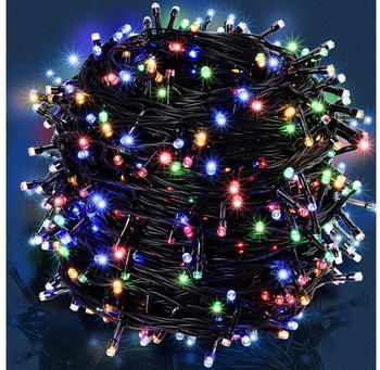Monzana Lichterkette 200/400/600 Led IP44 Innen Au&szlig;en Kabel Weihnachtsdeko Leuchtkette Lichtervorhang Warmwei&szlig; Kaltwei&szlig; Bunt 20m bunt - schwarzes Kabel