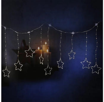 Marelida LED Lichtervorhang STERNE - 156 warmweiße LED - 120x60cm - Timer - 8 Funkionen - für Außen