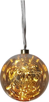 Star Trading Glaskugel GLOW - amber Glas - 40 warmweiße LED am Draht - D: 15cm - inkl. Trafo - 3m Kabel