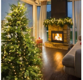 Marelida LED Baummantel Draht Lichterkette Baumbeleuchtung 12 Stränge 408LED 1,8m Timer - grün