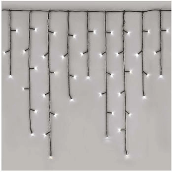 EMOS LED-Eisregen Lichterkette, 10m Weihnachtslichterkette + 5m Zuleitung, 600 LEDs, 8 Lichtmodi, Netzteil mit Timer 6h/18h, IP44 Kaltweiß