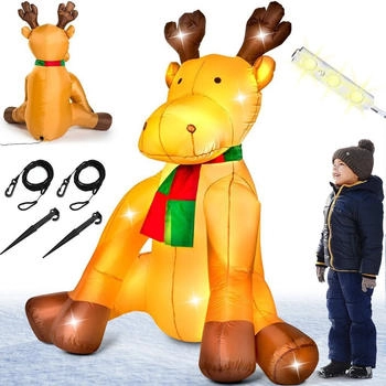 Monzana ® Aufblasbares Rentier 180cm LED Beleuchtet Befestigungsmaterial IP44 Außen Witterungsbeständig Weihnachtsdeko Weihnachtsfigur Christmas
