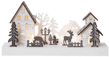 Star Trading LED Dekolicht Fauna, LED Weihnachtsdeko Fauna Winterdorf aus Holz mit Beleuchtung und Timer