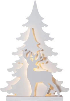 Star Trading LED Weihnachtsdeko Grandy von , Weihnachtsmotive für innen und außen aus Holz in Weiß, Tanne und Hirsch, mit Kabel, Höhe: 70 cm, IP44