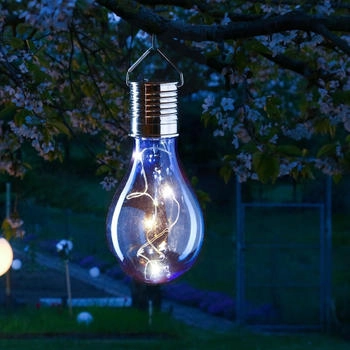 Marelida LED Solar Glühbirne mit Drahtlichterkette hängend Garten Terrasse Balkon blau - blau Kunststoff