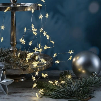 Marelida LED Lichterkette Sterne 100 LED 4,95m Dekolichterkette Silberdraht Weihnachten - transparent
