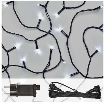 EMOS Connect System Basis Weihnachtslichterkette, 10m Lichterkette + 5m Verbindungskabel + Netzteil mit Timer, 100 LEDs, IP44 Kaltweiß, 6/18h
