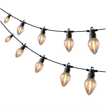 Marelida LED Lichterkette flackernde Kerzenlampen Flammeneffekt 3,5m f&uuml;r Au&szlig;en Halloween - transparent Kunststoff