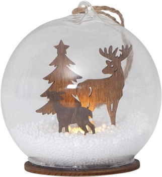 Star Trading LED Weihnachtskugel Fauna in Natur-hell und Transparent 0,06W braun