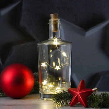Marelida LED Drahtlichterkette für Flaschen Korken Flaschenlicht Sternemotiv L: 40cm - silber