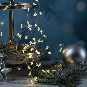 Marelida LED Lichterkette Sterne 60 LED 2,95m Dekolichterkette Silberdraht Weihnachten - transparent