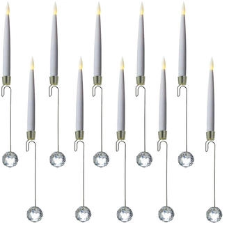 Marelida Baumkerzen 10 Weihnachtskerzen Baumbeleuchtung kabellos Fernbedienung - weiß Kunststoff