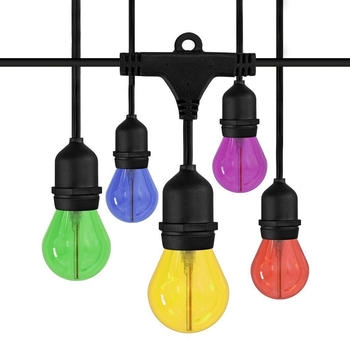 Ledvion Lichterkette, LED Lichter Ketten Außen, 10M, Mit 10x Multicolor E27 LED, Wasserdicht IP65, Lichternetz Außenbereich, 3.5W, 2700K