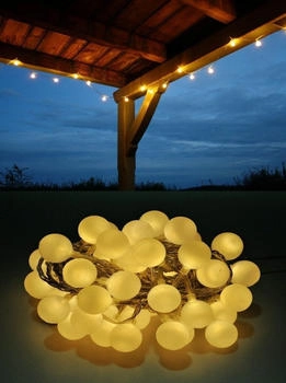 Coen Bakker LED Lichterkette Bunt oder Warmweiß Partylichterkette LEDs stabile Kugeln IP44, Farbe:Warmweiß, Länge:4.8 m