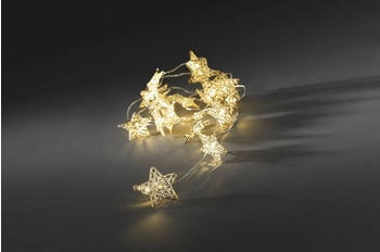 Konstsmide LED Dekolichterkette, goldfarbene Metallsterne, 20 kalt weiße Dioden, batteriebetrieben, 3170-803
