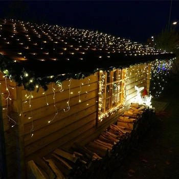 Gartenpirat LED-Eisregen-Lichterkette 12 m mit 480 LED warmweiß und Flashing-Effekt