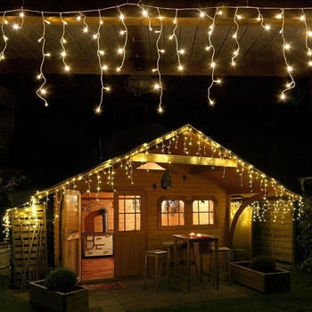 Gartenpirat LED Eisregen Lichterkette 4,2 m 168 warmweiße LED Lichtergirlande innen und außen