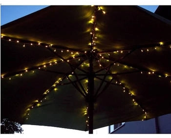 FHS LED Sonnenschirm Lichterkette 160er warmweiß Kabel schwarz 23874
