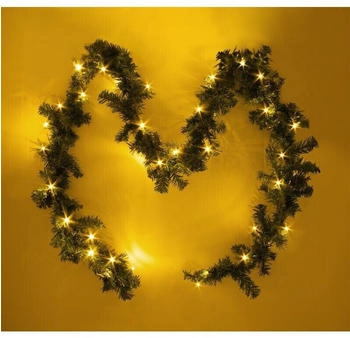 Spetebo Weihnachtsgirlande mit k&uuml;nstlicher Tanne - 810 cm / 100 Led - Deko Lichterkette mit Timer warm wei&szlig; beleuchtet
