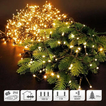 EDM Led Cluster Lichterkette 14m mit 700 Leds Extra Warmweiß, 8 Modi, Strombetrieb, IP44