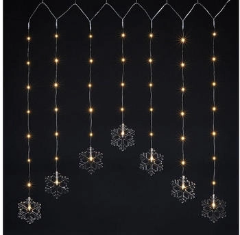 Spetebo Led Lichtervorhang Schneeflocke 120x70 cm - 47 Led warmweiß - Fenster Deko Lichterkette