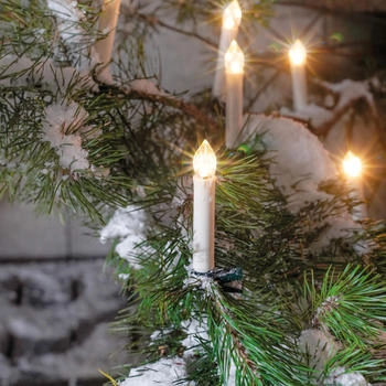 Esotec Solar Weihnachtsbaum Lichterkette mit 20 Led Kerzen - extrem lange Leuchtzeit im Winter - warmweißes Led Licht Esotec 102574