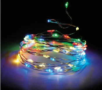 Spetebo Draht Lichterkette 160 Led mit Timer und 8 Funktionen 795 cm - bunt/multi - Innen und Au&szlig;en Draht Lichterkette mit Batterie betrieb