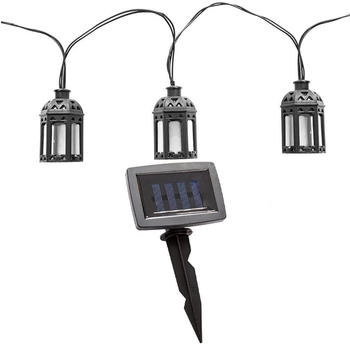 ETC Shop Lichterkette Led Solar Aussen Solarlampe Balkon Dekoration in Laternenform, Kunststoff schwarz, 10x Led warmweiß, l 200 cm, Terrasse