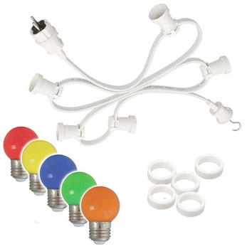 SATISFIRE Illu-/Partylichterkette 10m Außenlichterkette weiß Germany 20 x bunte LED Lampen