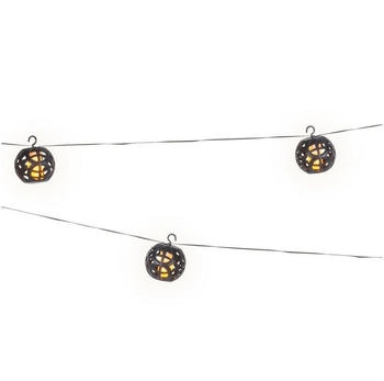 Marelida LED Solar Lichterkette Feuerball Flammeneffekt 8 Leuchtkugeln 2,1m outdoor - schwarz Kunststoff