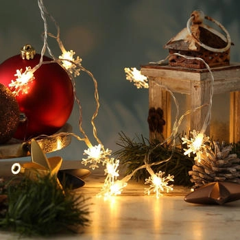 Marelida LED Lichterkette Schneeflocken 2m Deko Winter Weihnachtsbeleuchtung für Innen - transparent Kunststoff
