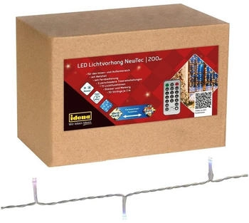 Idena 200er LED Lichtvorhang NewTec warmweiß/bunt mit Fernbedienung und Timer Idena 200er LED Lichtvorhang NewTec warmweiß/bunt mit Fernbedienung und Timer