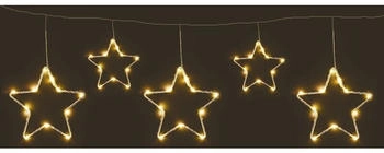 Spetebo Metall Stern Lichtervorhang warm weiß - 120 cm / 45 Led - Weihnachten Fenster Deko Beleuchtung mit Timer Batterie betrieben
