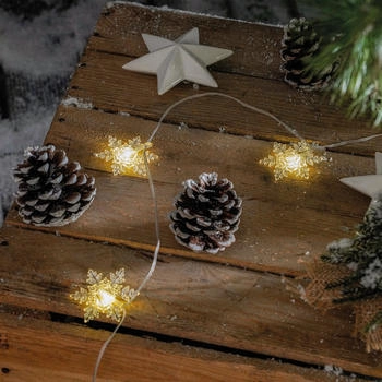 Esotec Solar Deko-Lichterkette mit 30 Led Eiskristalle Schneeflocken Außen wetterfest lange Leuchtdauer im Winter Esotec 102577