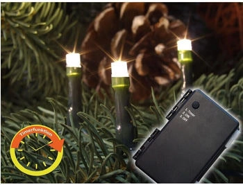 FHS Led Batterielichterkette mit 120 warmweißen Leds Zuleitung 50 cm, Abstand zwischen den Leds 10 cm, grünes Kabel