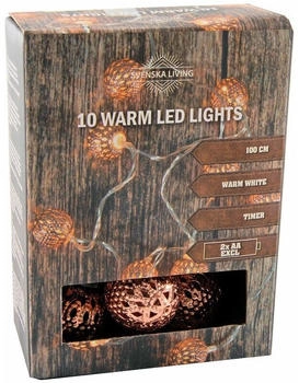 Spetebo Kugel Lichterkette - 100 cm - Kupfer Kugeln 10 Led warmweiß - Weihnachten Deko Innen
