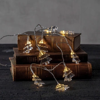 Marelida LED Lichterkette Weihnachtsbäume Tannen 10LED 1,35m Dekolichterkette Weihnachten - transparent Kunststoff