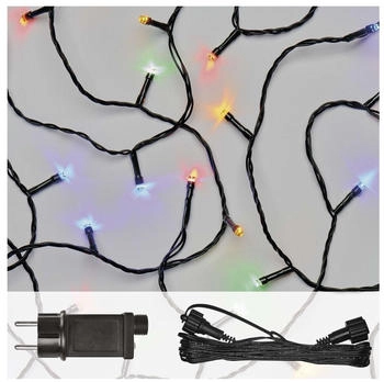 EMOS Weihnachtslichterkette, 10m Lichterkette + 5m Verbindungskabel + Netzteil Timer, 100 LEDs, IP44 Multicolor, 6/18h