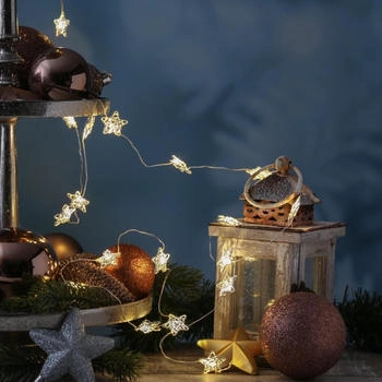 Marelida LED Lichterkette Sterne 20 LED Dekolichterkette Draht Weihnachtsdeko weiß - weiß