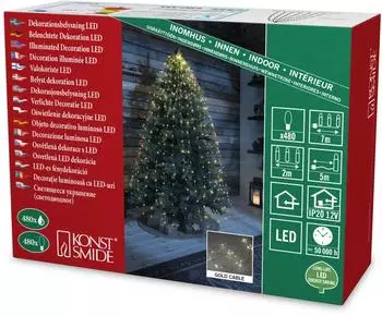 Konstsmide LED Tropfenlametta 24 Str&auml;nge &agrave; 20 Dioden , 480 warm wei&szlig;e Dioden, 12V Innentrafo, goldfarbener Draht; 6382-180