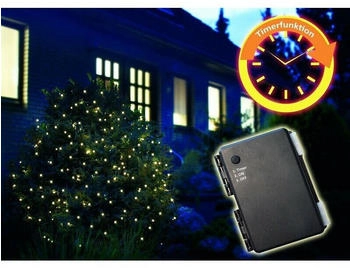 FHS Led Batterielichterkette mit 80 warmweißen Leds Zuleitung 50 cm, Abstand zwischen den Leds 10 cm, grünes Kabel