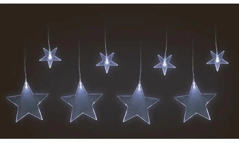 Spetebo Led Sternenvorhang kalt wei&szlig; - 100 cm - Lichterkette Lichtervorhang mit 8 Sternen