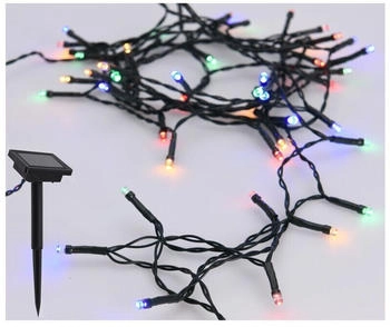 Spetebo Solar Draht Lichterkette bunt - 7 m / 50 Led - Deko Beleuchtung für Garten und Balkon