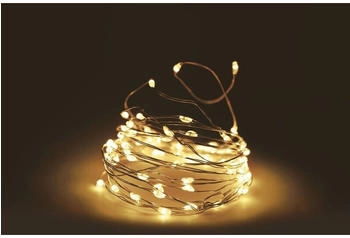 Spetebo Draht Lichterkette 5 m mit 100 Micro Led - warm wei&szlig; - Leuchtdraht Weihnachtsdeko