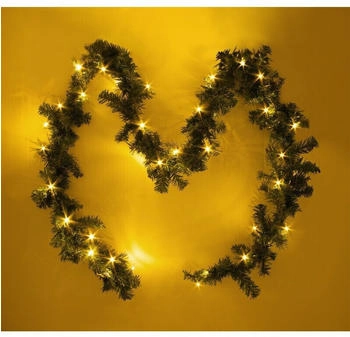 Spetebo Weihnachts-Girlande mit Lichterkette - 540 cm / 70 Led - K&uuml;nstliche Tannen Girlande warmwei&szlig; beleuchtet