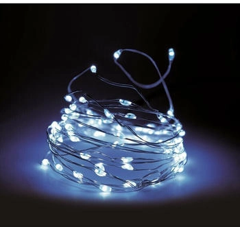 Spetebo Draht Lichterkette 40 Micro Led - kalt wei&szlig; - f&uuml;r Au&szlig;en mit Timer und 8 Funktionen