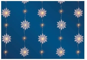 Trend Line Led-Lichtervorhang Schneeflocke Außen 60 x 150 cm warmweiß mit Timer Lichtervorhang